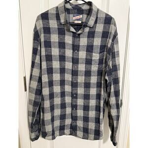 Johnnie-O Hangin' Out Shea Cotton Silk Wool Gray/Navy Fill Shirt Sz XL